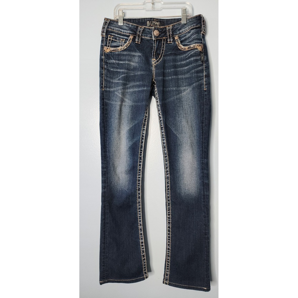 Silver Jeans Embellished Pocket Bootcut Jeans Dark‎ Wash Women's 26x30